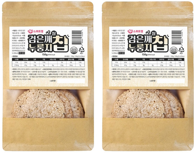 SWEET YOUNG 黑芝麻米鍋巴脆片, 150g, 2個