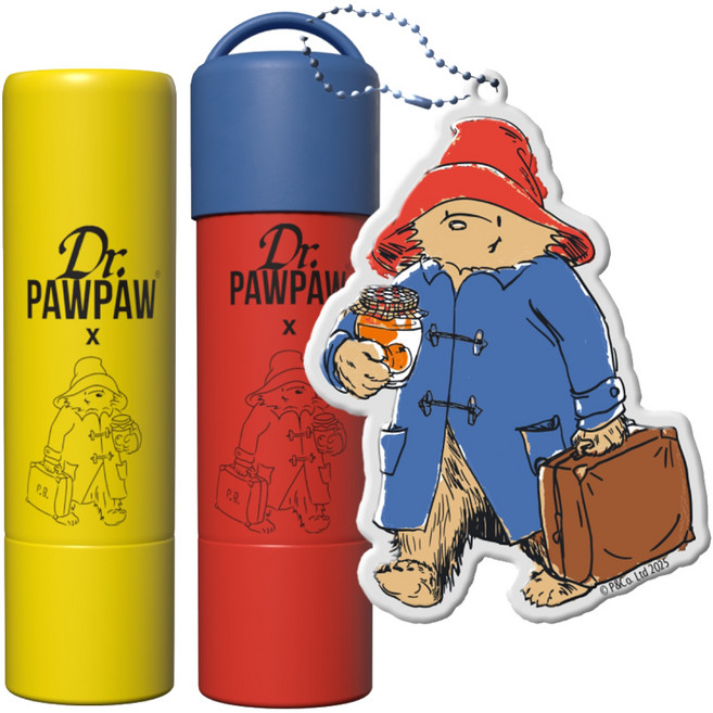Dr.PAWPAW 台灣公司貨 柏靈頓熊 雙味隨身2件組(英國木瓜霜 護唇膏 Paddington), 4g, 1組, 透明色/果香 + 草莓果醬