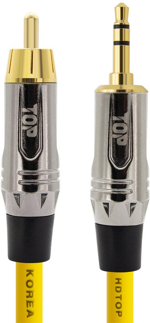에이치디탑 RCA TO 3.5스테레오 케이블 메탈 옐로우 1m, 1개, HT-TP5083