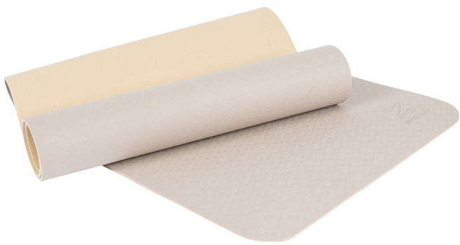 제로투헤라 미니멀 TPE 논슬립 트레이닝 양면 요가매트, 베이지 + 옐로우, 1개