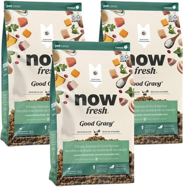 now 시니어 강아지 프레쉬 스몰브리드 굿 그레이비 건식사료, 칠면조, 2kg, 3개