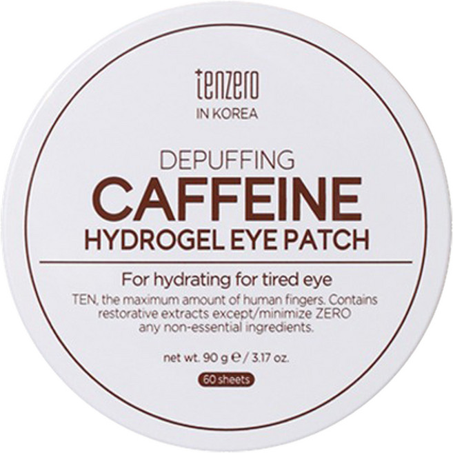 tenzero DEPUFFING 咖啡因水凝膠眼膜, 60入, 1個