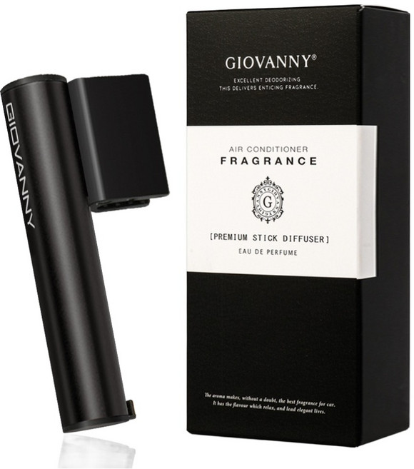 GIOVANNY 파워스틱 하프타입 차량용 방향제 케이스 1p + 리필 5g 2p, 매트 블랙(블랙체리), 1세트