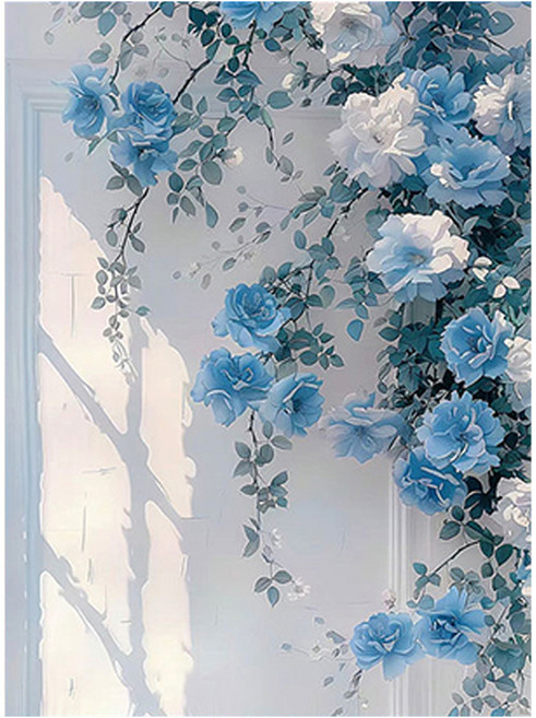 윰스 DIY 집콕 취미 미니 유화그리기 키트 40 x 50 cm, 블루 로즈, 1개