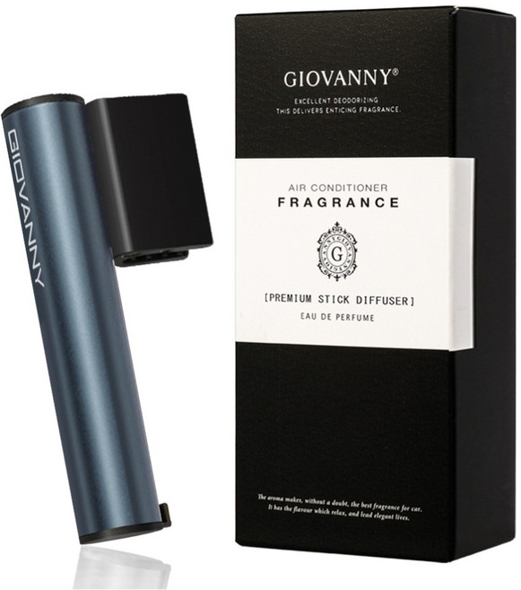 GIOVANNY 파워스틱 하프타입 차량용 방향제 케이스 1p + 리필 5g 2p, 시안 블루(아베피치), 1세트