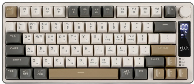 지클릭커 사일런스 M 78키 풀윤활 방수 무소음 블루투스 게이밍 무선 텐키리스 키보드, Cappuccino Khaki, WK50, 제조사축