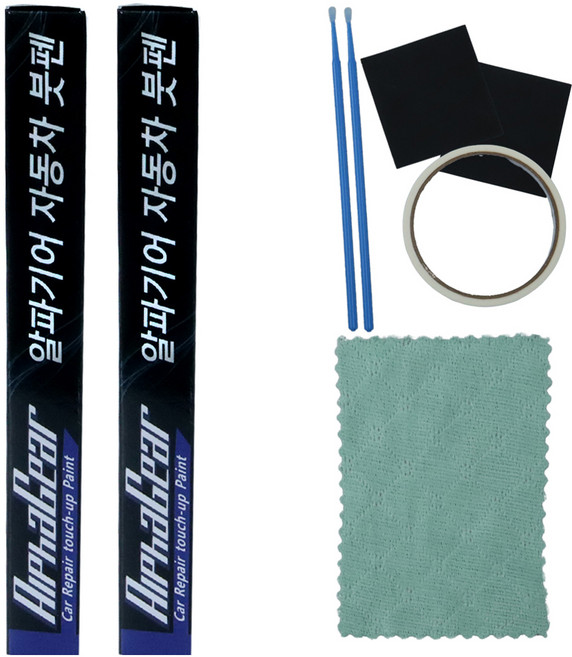 알파기어 페인트 붓펜 투명 붓펜 마스킹테이프 세척용 타올 사포 2p 미세붓펜 2p, 기아 ISG 아이보리실버, 1개