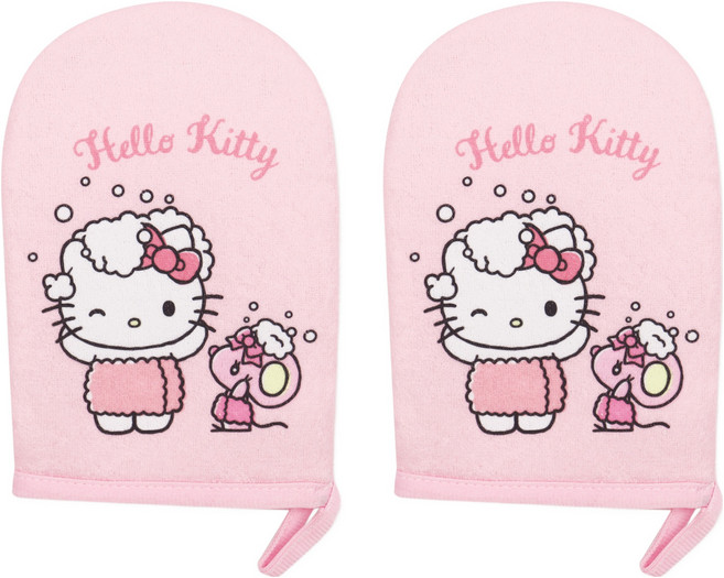 뷰티홈 산리오 헬로키티 클렌징 샤워 글러브, 핑크, 1개입, 2개