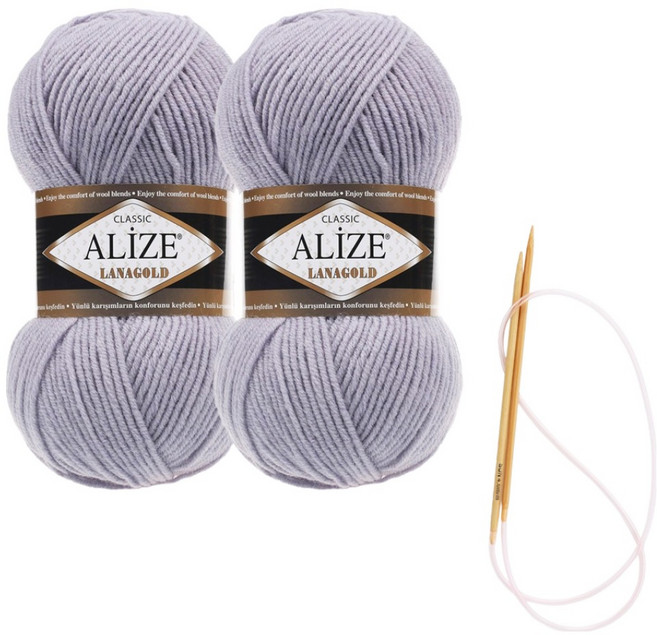 Alizee Lana Gold 編織線 100g x 2入 圍巾材料包 圖案及棒針, 200, 1個