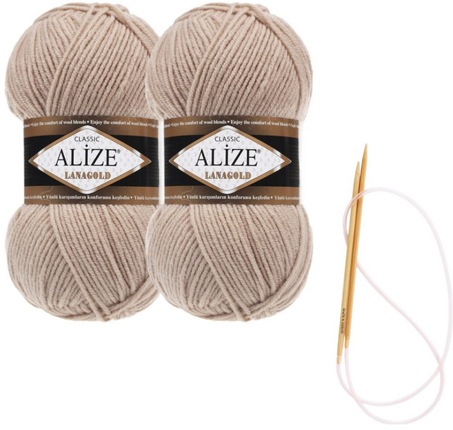 Alizee Lana Gold 編織線 100g x 2入 圍巾材料包 圖案及棒針, 05, 1個