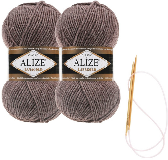 Alizee Lana Gold 編織線 100g x 2入 圍巾材料包 圖案及棒針, 240, 1個