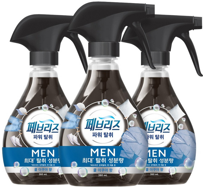 페브리즈 섬유탈취제 포맨 쿨 아쿠아향, 360ml, 3개