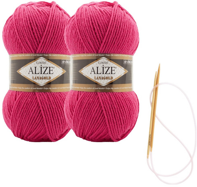 Alizee Lana Gold 編織線 100g x 2入 圍巾材料包 圖案及棒針, 798, 1個