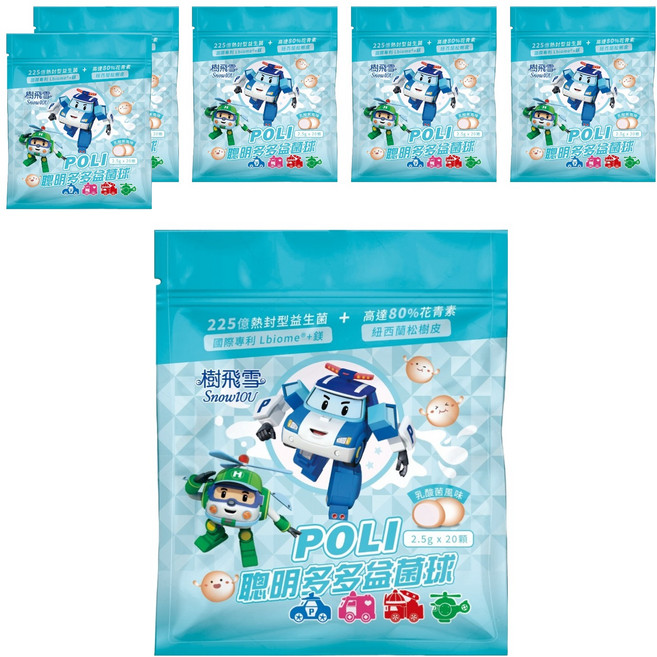 SnowIOU 樹飛雪 POLI 聰明多多益菌球 乳酸菌風味, 6個, 50g
