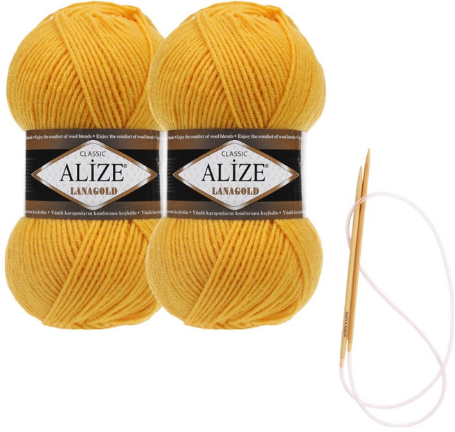 Alizee Lana Gold 編織線 100g x 2入 圍巾材料包 圖案及棒針, 216, 1個