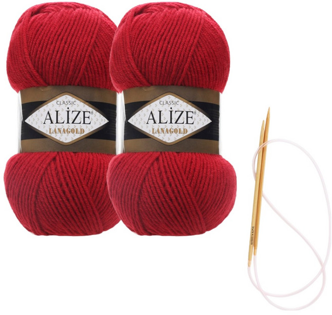 Alizee Lana Gold 編織線 100g x 2入 圍巾材料包 圖案及棒針, 56, 1個