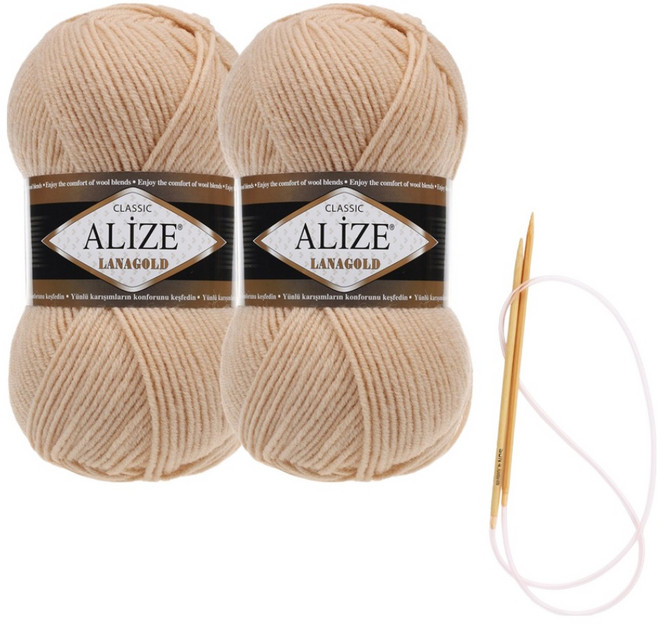 Alizee Lana Gold 編織線 100g x 2入 圍巾材料包 圖案及棒針, 680, 1個