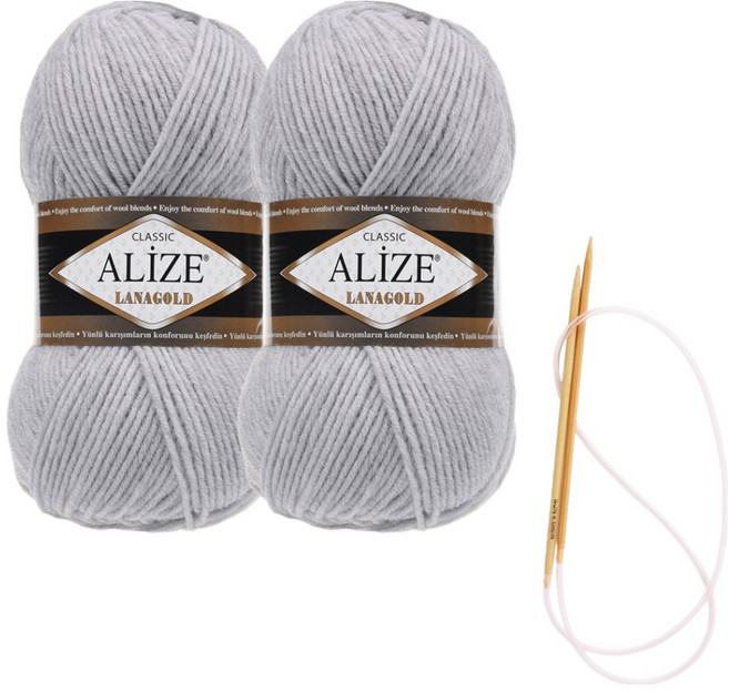 Alizee Lana Gold 編織線 100g x 2入 圍巾材料包 圖案及棒針, 684, 1個