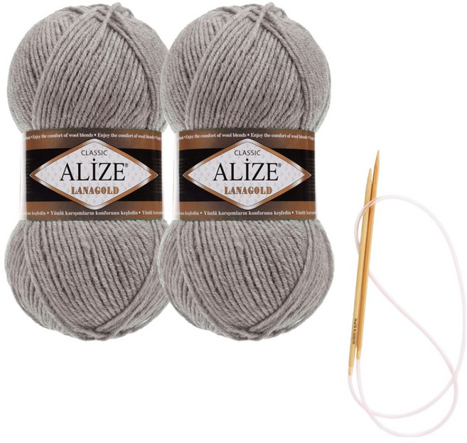 Alizee Lana Gold 編織線 100g x 2入 圍巾材料包 圖案及棒針, 283, 1個