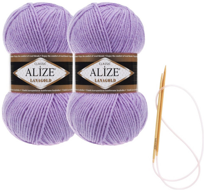 Alizee Lana Gold 編織線 100g x 2入 圍巾材料包 圖案及棒針, 166, 1個