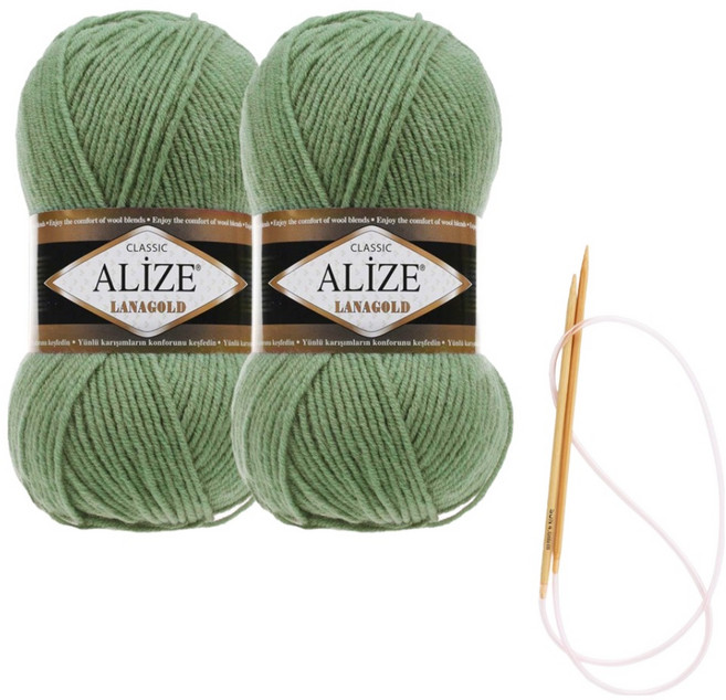 Alizee Lana Gold 編織線 100g x 2入 圍巾材料包 圖案及棒針, 180, 1個