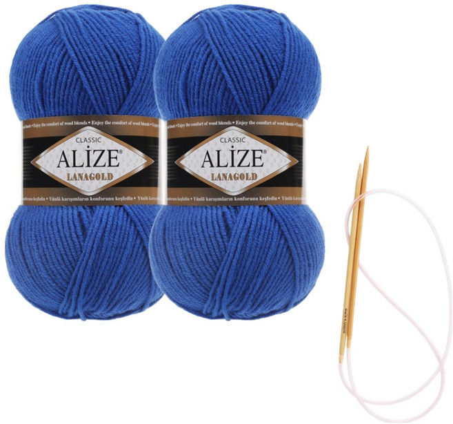 Alizee Lana Gold 編織線 100g x 2入 圍巾材料包 圖案及棒針, 141, 1個