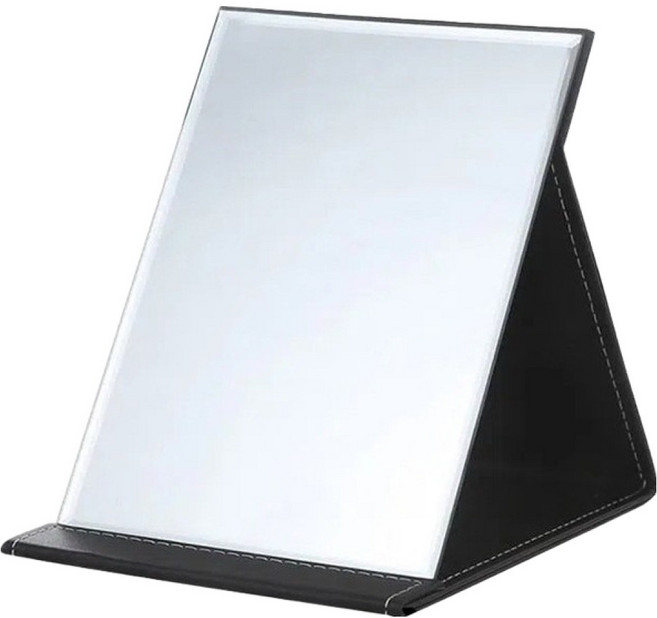 LYRIS 여성용 휴대용 접이식 메이크업 탁상거울 소형 12 x 17 cm, 블랙