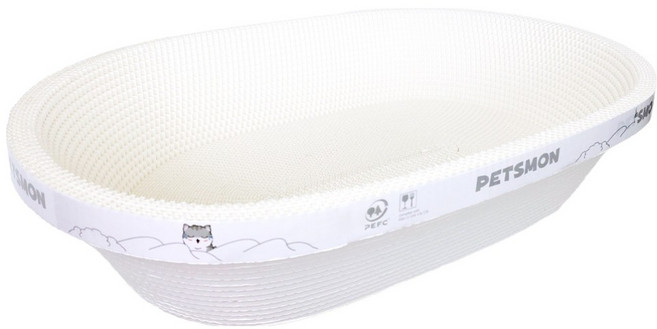 펫츠몬 고양이 깊고 편한 특대형 크라프트 스크래쳐 타원형, 화이트, 1개