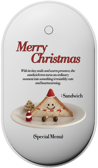 누아트 충전식 양면발열 메리 홀리데이 디자인 손난로 보조배터리 5000mAh C타입, N-HAND WARMER, 메리샌드위치