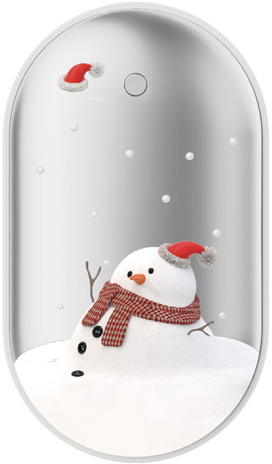 누아트 충전식 양면발열 메리 홀리데이 디자인 손난로 보조배터리 5000mAh C타입, N-HAND WARMER, 멜팅스노우맨