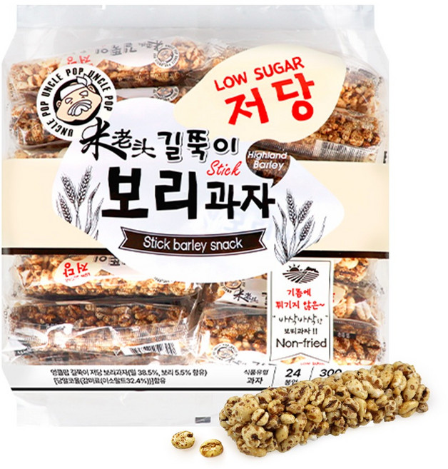 엉클팝 길쭉이 저당 보리과자, 1개, 300g