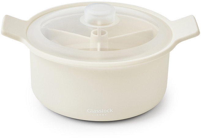 글라스락 베이비 멜로우 실리콘 찜기 1.4L, 아몬드 밀크, 1개