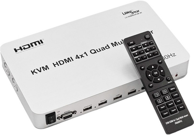 랜스타 4K 60Hz HDMI KVM 스위치 4x1 멀티뷰어 화면분할기 쿼드뷰, 1개, LS-HDM402KVM-4K