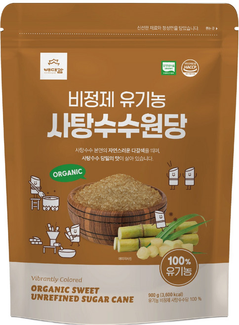 배대감 비정제 유기농 사탕수수 원당, 900g, 1개