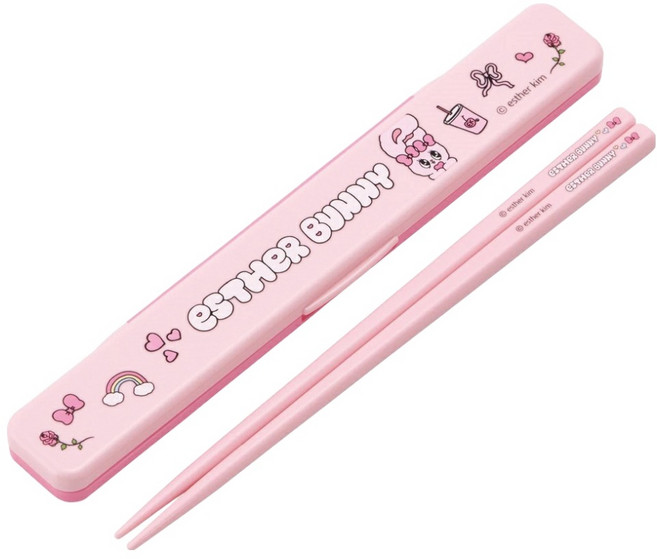 Skater ABC3 筷子 18cm + 筷盒組, Esther Bunny, 1套, 筷子 + 筷盒