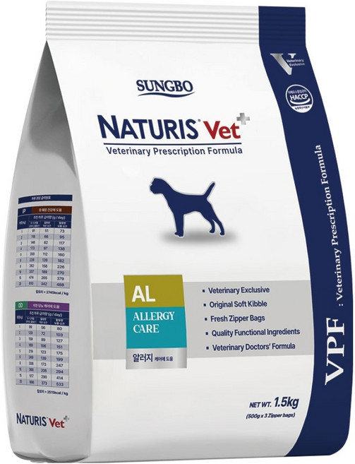 네츄리스 강아지 벳 알러지 AL 전문 프리미엄 소프트 사료, 피부/피모+알러지, 1.5kg, 1개