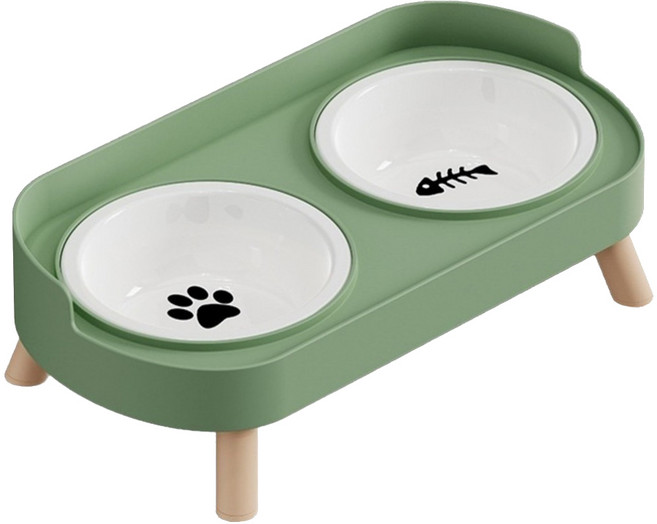 POGGU 大口徑貓咪食盆 貓狗通用, 牛油果綠, 1套