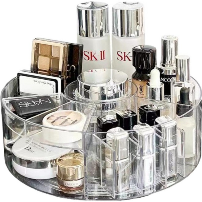 리빙공감 회전형 화장품 악세사리 영양제 정리 수납함, 투명, 1개