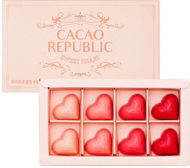 카카오리퍼블릭 스위트 하트 8구 수제 초콜릿 선물세트, 90g, 1세트