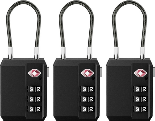 베이루 TSA 와이어 자물쇠, 3개