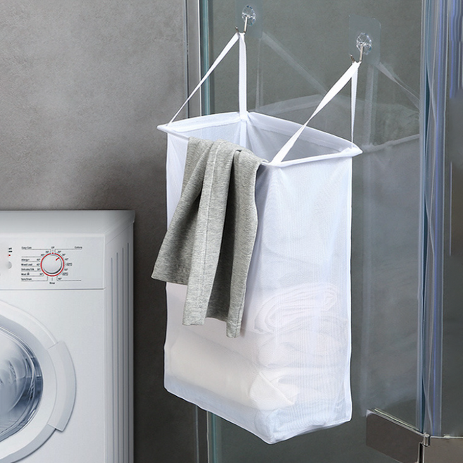 골드팡 접이식 부착 세탁 빨래 바구니, 화이트