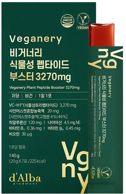 비거너리 달바 식물성 펩타이드 부스터 3270mg 7p, 140g, 1개 - 쿠팡