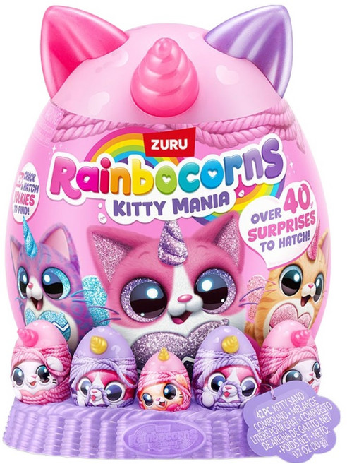 ZURU RAINBOCORNS Kitty Mania 貓咪絨毛娃娃, 1個, 隨機出貨, 30cm
