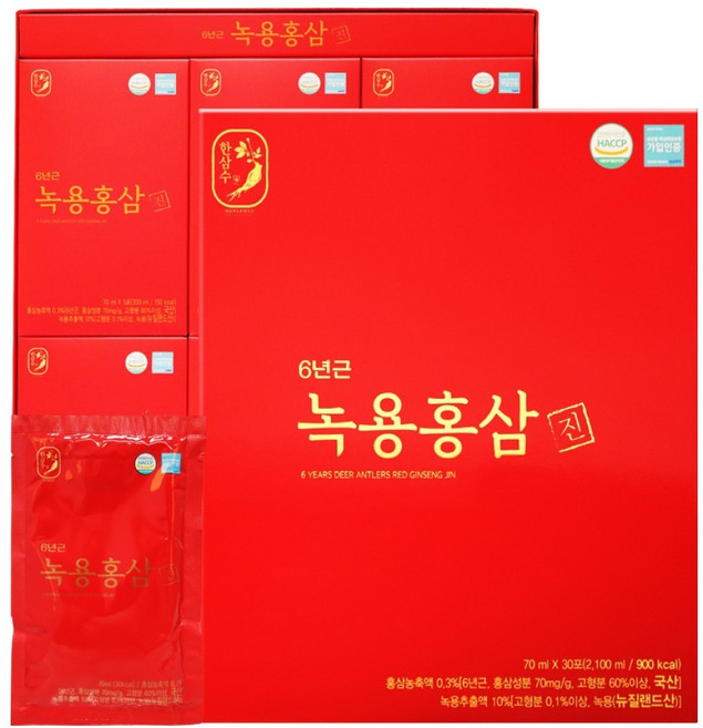 한삼수 6년근 녹용홍삼진 5p, 350ml, 6개