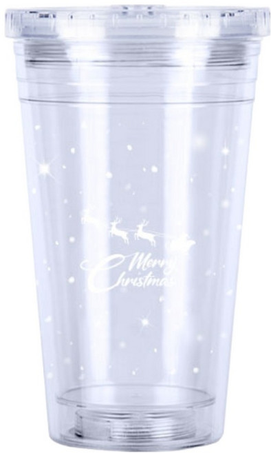 TEASCAFE 冬季奇蹟冰霸杯 扁平款, DESIGN 02 Santa, 1個, 530ml