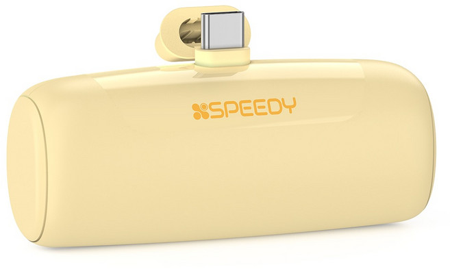 스피디 일체형 미니 도킹형 무선 보조배터리 5000mAh, SPE-B2PA5GPQCP(C타입), 옐로우