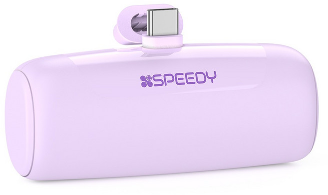 스피디 일체형 미니 도킹형 무선 보조배터리 5000mAh, SPE-B2PA5GPQCP(C타입), 퍼플