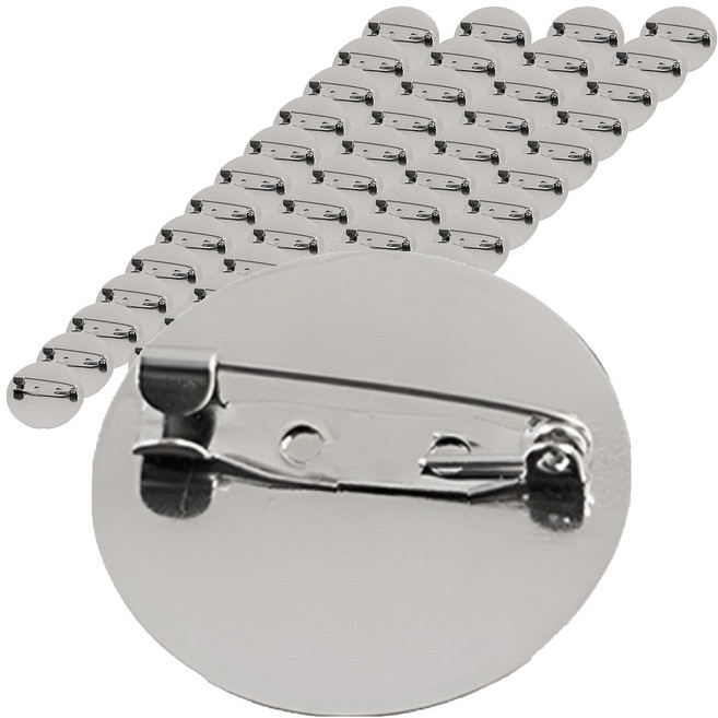 코오미 공예 원판 평핀 브로치 5W0905 30mm, 100개, 실버