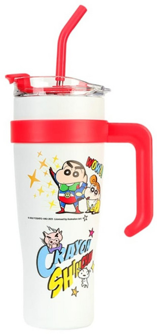 萌兔兔 304蠟筆小新巨暖冰霸杯, 紅色, 1個, 1250ml