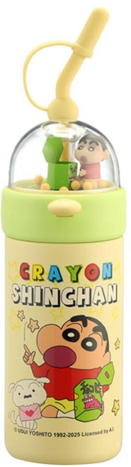 萌兔兔 蠟筆小新 304玩趣吸管保溫瓶, 綠色, 1個, 560ml